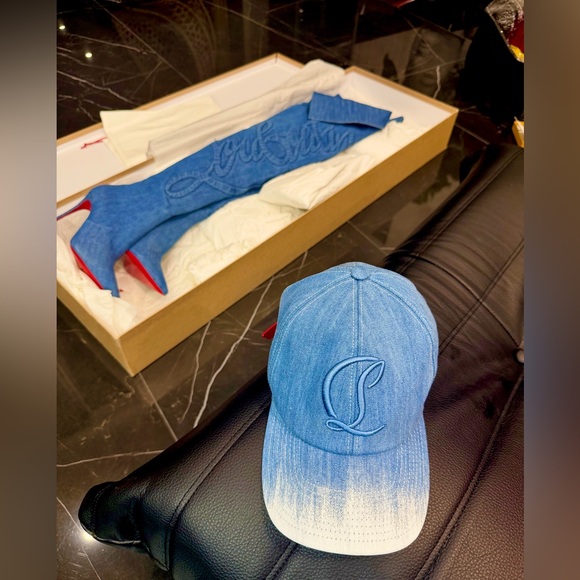 Christian Louboutin “Kate LoubiJean RocknRide” Over-the-Knee Denim Boots 39.5 - Picture 17 of 17